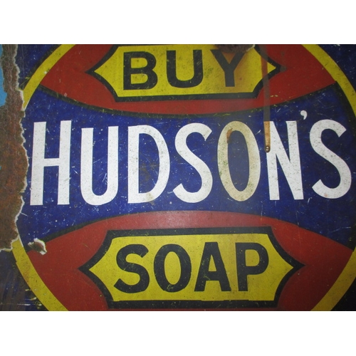 308 - An early 20th century enamel advertising sign for Hudson soap, approx. size 26.5x26.5 cm having some... 