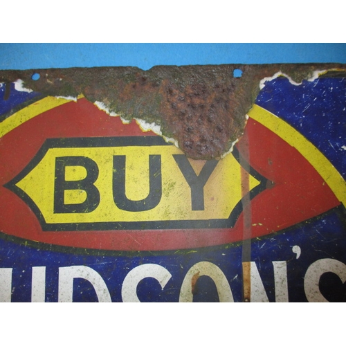 308 - An early 20th century enamel advertising sign for Hudson soap, approx. size 26.5x26.5 cm having some... 