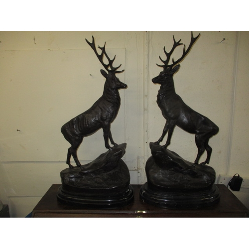 312 - A large pair of cast bronze stags, signed J Moigniez, approx. height 74cm in good pre-owned conditio... 