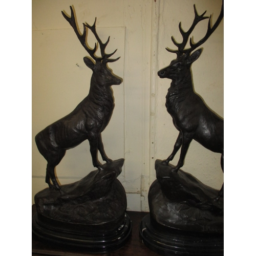 312 - A large pair of cast bronze stags, signed J Moigniez, approx. height 74cm in good pre-owned conditio... 