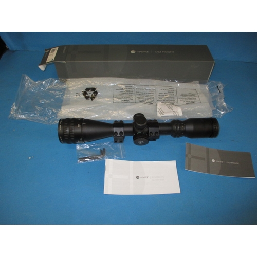 278 - A Hawk sport HD 3.9x40 rifle scope, with mounts, box and instructions