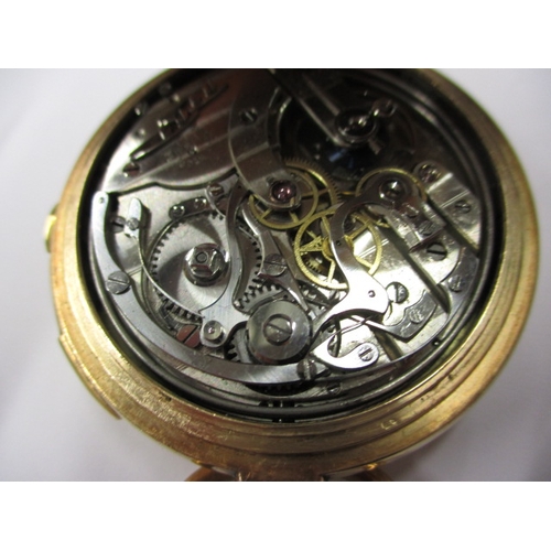 107 - A vintage 14ct gold cased Tissot minute repeating pocket watch, having a vacant cartouche and genera... 