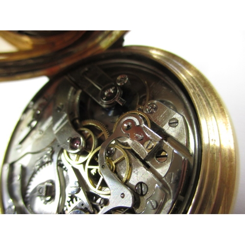 107 - A vintage 14ct gold cased Tissot minute repeating pocket watch, having a vacant cartouche and genera... 