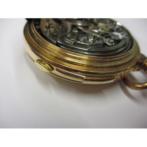 107 - A vintage 14ct gold cased Tissot minute repeating pocket watch, having a vacant cartouche and genera... 