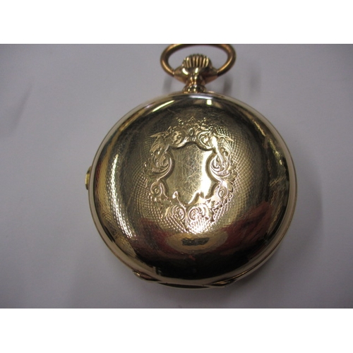 107 - A vintage 14ct gold cased Tissot minute repeating pocket watch, having a vacant cartouche and genera... 