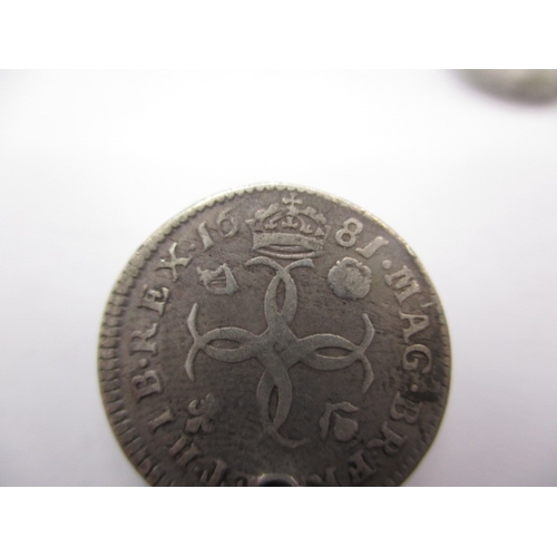 182 - A Charles II half crown dated 1671 and a sixpence dated 1681, both circulated coins with fine defini... 