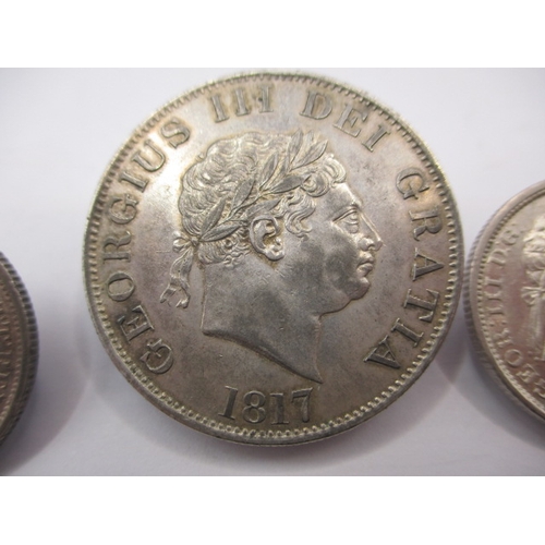 184 - 3 George III silver coins, to include a half crown dated 1817and 2 shillings, dated 1816-1817  all i... 