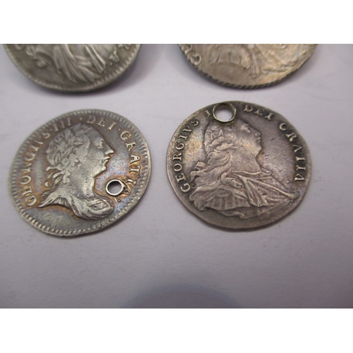 185 - 4 Antique silver coins, to include a William III sixpence dated 1696 a George III sixpence dated 178... 