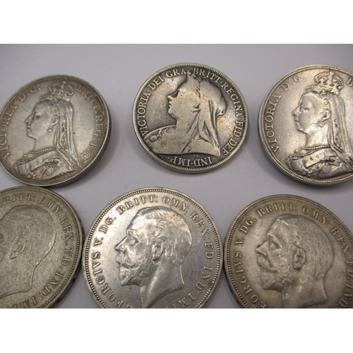 188 - A parcel of Victorian and later silver and part silver crowns, all circulated, various grades and da... 