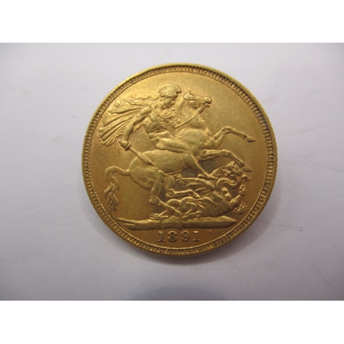 133 - A Victorian gold sovereign dated 1891, a circulated coin with fine definition of features