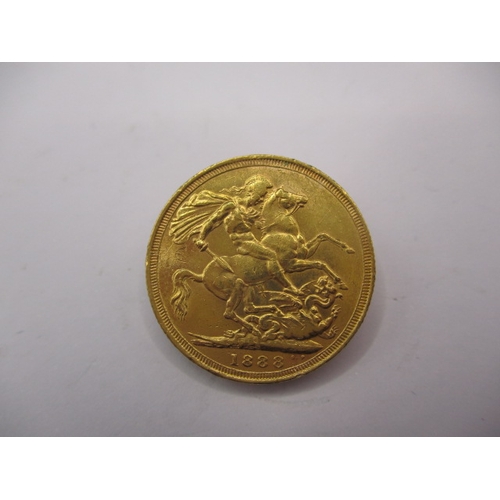 134 - A Victorian gold sovereign dated 1888, a circulated coin with fine definition of features