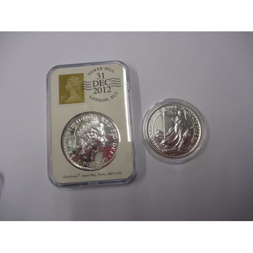 189 - Two silver Britannia coins, dated 2012 and 2013, both uncirculated with certificates