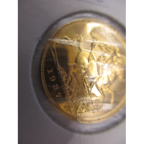 154 - A George VI proof gold sovereign and half sovereign , dated 1937, having smooth edge, in sealed coll... 