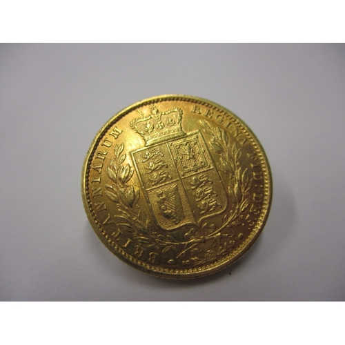 143 - A Victorian shield back sovereign dated 1857, a circulated coin with very fine definition of feature... 