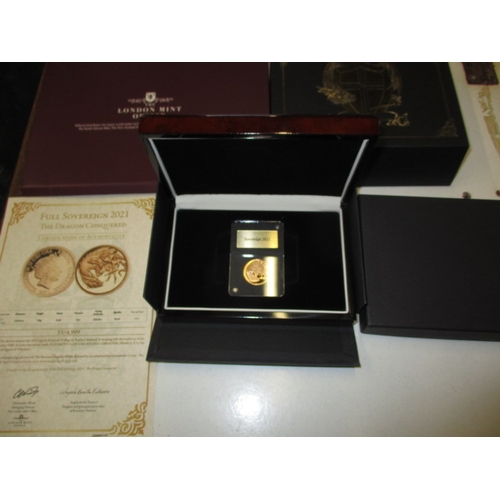 167 - A 2021 London mint office proof gold sovereign, with original presentation box and paperwork