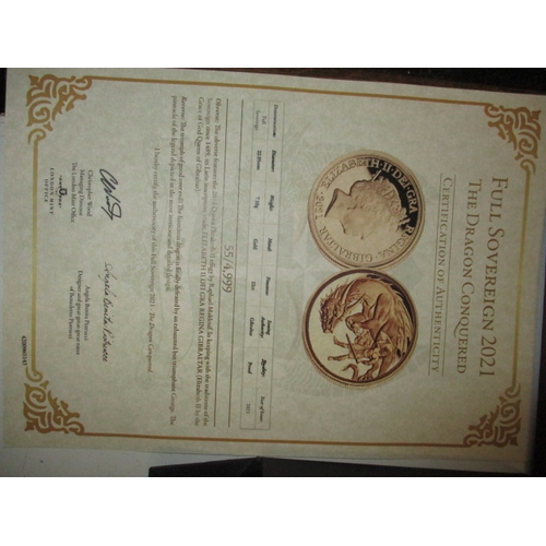 167 - A 2021 London mint office proof gold sovereign, with original presentation box and paperwork