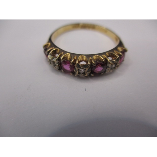 31 - A vintage 9ct yellow gold diamond and ruby ring, approx. ring size ‘M’, approx. weight 2.1g in useab... 