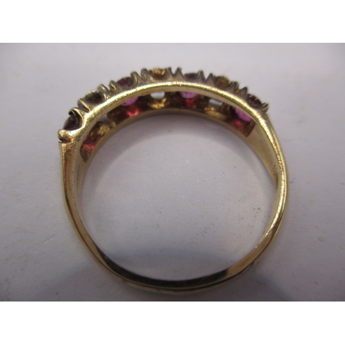 31 - A vintage 9ct yellow gold diamond and ruby ring, approx. ring size ‘M’, approx. weight 2.1g in useab... 