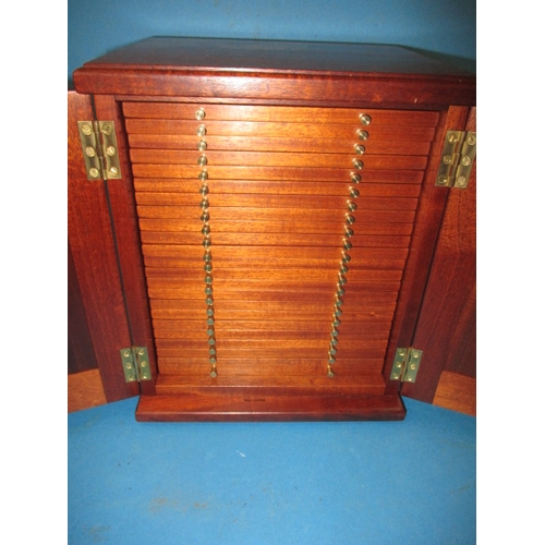 215 - A mahogany 22 drawer coin collectors cabinet, pre-owned but unused with key, approx. dimensions H 29... 