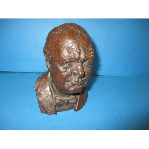 258 - A limited edition De La Poer sculpture bust of Winston Churchill, number 40  by Franta Belsky, appro... 