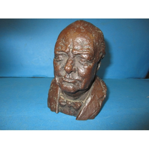 258 - A limited edition De La Poer sculpture bust of Winston Churchill, number 40  by Franta Belsky, appro... 