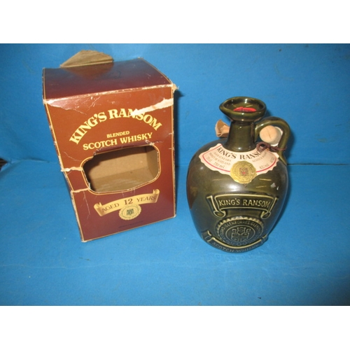 337 - A vintage 750ml bottle of Kings Ransom 12 year blended Scotch whisky, with original box, ceramic bot... 