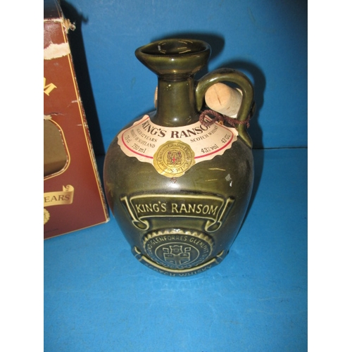 337 - A vintage 750ml bottle of Kings Ransom 12 year blended Scotch whisky, with original box, ceramic bot... 