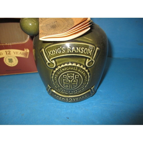 337 - A vintage 750ml bottle of Kings Ransom 12 year blended Scotch whisky, with original box, ceramic bot... 