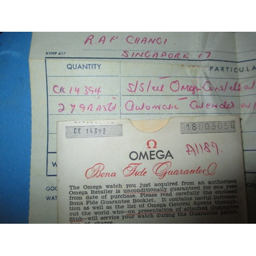 109 - A 1961 Omega Constellation automatic chronograph with date window, having original box paperwork and... 