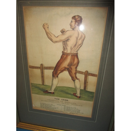 302 - Two antique boxing prints, in later frames, approx. frame sizes 53x38cm and 72x46cm, both in useable... 