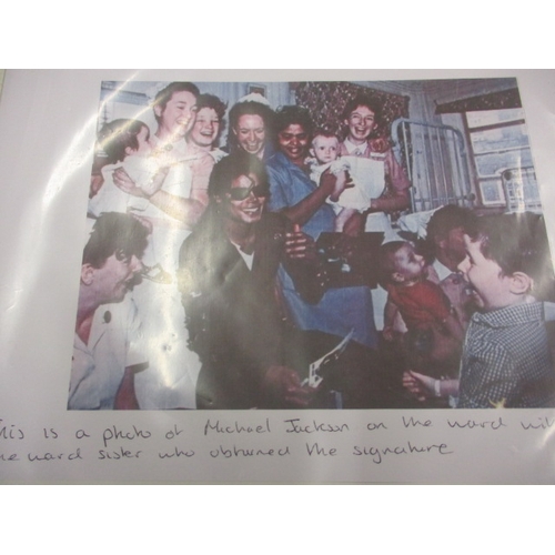 268 - A genuine hand signed Michael Jackson autograph, obtained in the 1980s when Michael spent the day a ... 