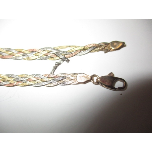 75 - A 9ct tri colour gold necklace, some damage, approx. weight 5.4g and a yellow metal necklace and pen... 