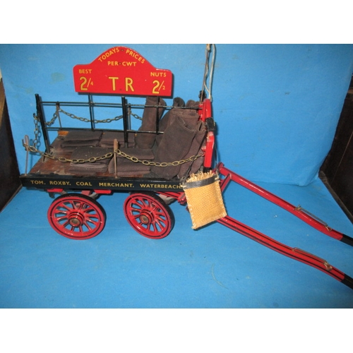 293 - A vintage scratch built model coal cart, for Tom Roxby coal merchant, Waterbeach Cambridgeshire, app... 