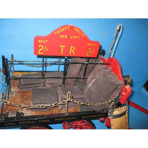 293 - A vintage scratch built model coal cart, for Tom Roxby coal merchant, Waterbeach Cambridgeshire, app... 