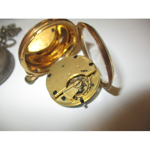 106 - An 18ct gold case pocket watch and 2 silver cased examples, all untested as to  function