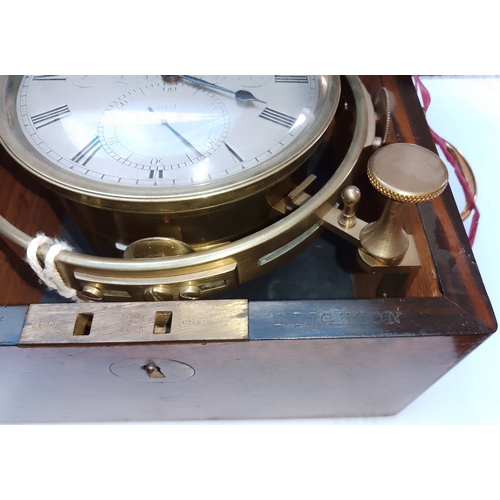 284 - An antique 8 day marine chronometer by Clement Harris 86 Cornhill, London, components and key marked... 