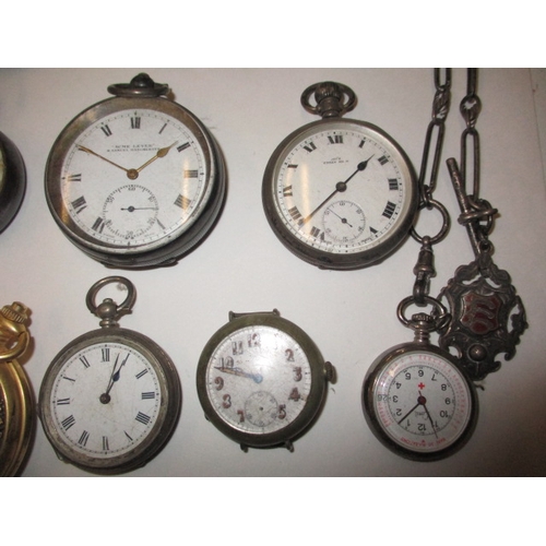 114 - A parcel of antique and later pocket watches, to include some silver cased examples and a black face... 