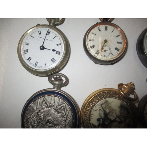 114 - A parcel of antique and later pocket watches, to include some silver cased examples and a black face... 