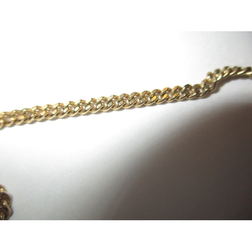 78 - A 9ct yellow gold necklace chain and pendant, the pendant set with pale blue sapphires and seed pear... 