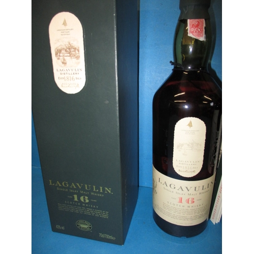 336 - Two bottles of single malt whisky, Lagavulin 16 year and a bottle of Talisker 10 year, both in origi... 