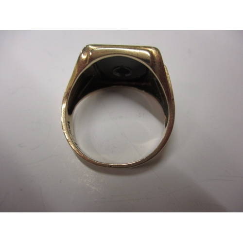 44 - A vintage 10k gold signet ring with central diamond, approx. ring size ‘U’, approx. weight 5.2g in g... 