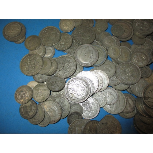 204 - A large quantity of pre-decimal coins, to include approx.  1650g part silver examples , all in circu... 