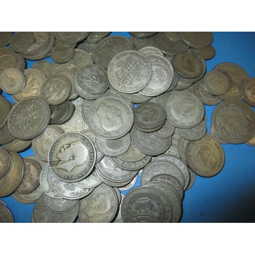 204 - A large quantity of pre-decimal coins, to include approx.  1650g part silver examples , all in circu... 