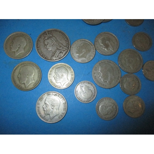 190 - A parcel of pre-decimal coins, to include approx. 165g of part silver examples, all in circulated co... 