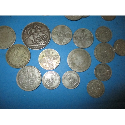 190 - A parcel of pre-decimal coins, to include approx. 165g of part silver examples, all in circulated co... 