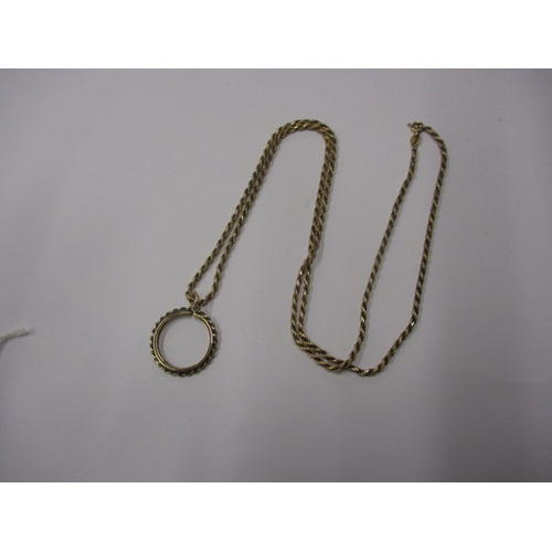 97 - A 9ct gold rope chain with coin mount pendant, approx. linear length 60cm ,approx. gross parcel weig... 