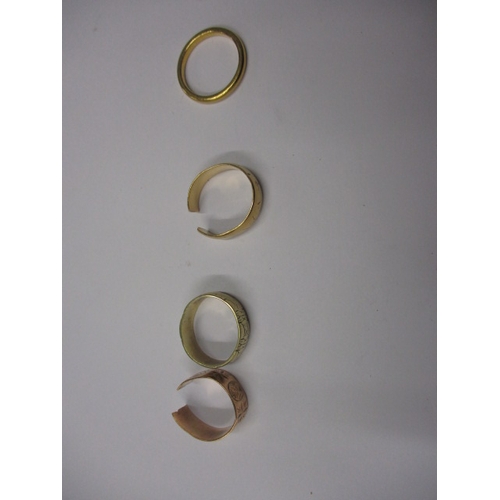 98 - A parcel of gold rings, various carats: 9ct = 5.7g, 18ct = 4.6g, 22ct = 3.8g, some damages