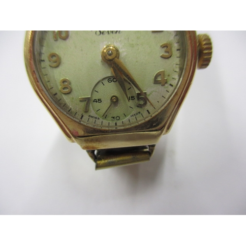 105 - A vintage ladies 9ct gold Rotary Seven wrist watch, with later expanding strap, runs when wound