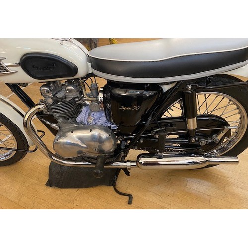 1 - A 1963 Triumph Tiger 90 motorcycle, 350cc twin, matching frame and engine numbers and in near concou... 