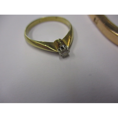 40 - A vintage 585 yellow gold bangle and diamond solitaire ring, clasp very sticky but useable, approx. ... 